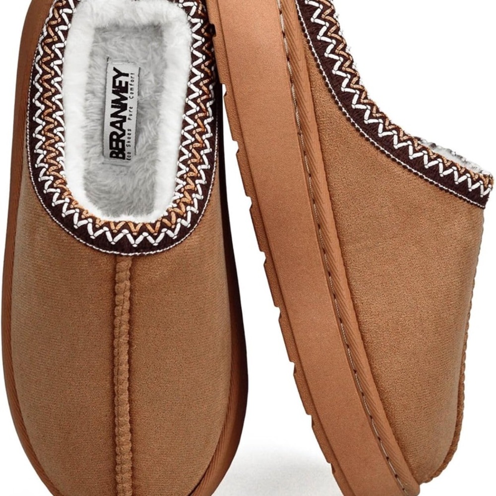 BWT BRANMEY Brown Slippers with Faux Fur Lining